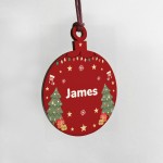 Persoanalised Any Name Christmas Bauble Wood Decoration 1st