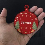 Persoanalised Any Name Christmas Bauble Wood Decoration 1st
