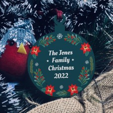 Christmas Bauble Personalised Family Tree Decoration Wood Bauble