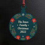 Christmas Bauble Personalised Family Tree Decoration Wood Bauble
