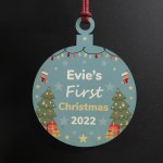Personalised Babys First First Christmas Wood Bauble Tree