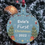 Personalised Babys First First Christmas Wood Bauble Tree
