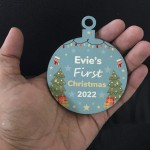 Personalised Babys First First Christmas Wood Bauble Tree