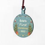 Personalised Babys First First Christmas Wood Bauble Tree