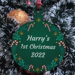 Personalised Babys 1st First Christmas Wood Bauble Tree Keepsake