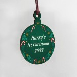 Personalised Babys 1st First Christmas Wood Bauble Tree Keepsake