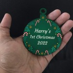 Personalised Babys 1st First Christmas Wood Bauble Tree Keepsake