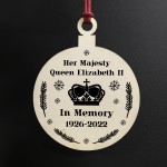  In Memory Gift Queen Elizabeth II Plaque Wood Christmas Bauble