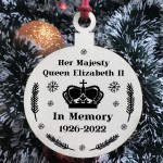  In Memory Gift Queen Elizabeth II Plaque Wood Christmas Bauble