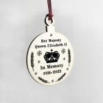  In Memory Gift Queen Elizabeth II Plaque Wood Christmas Bauble