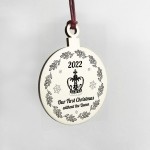 In Memory Queen Elizabeth II Plaque Wood Christmas Bauble Tree