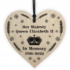 Queen Elizabeth II Wooden Heart Plaque In Memory Memorial Sign