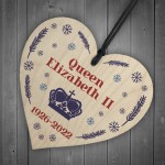 Queen Elizabeth II Wooden Plaque In Memory Memorial Sign