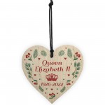 Memorial Sign For Queen Elizabeth II Wooden Heart In Memory