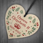 Memorial Sign For Queen Elizabeth II Wooden Heart In Memory