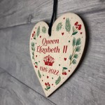 Memorial Sign For Queen Elizabeth II Wooden Heart In Memory