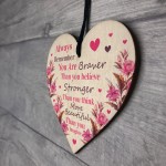 Best friends wooden heart inspirational cheer up gift for friend