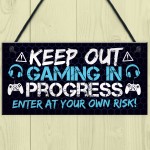 Gaming Door Sign KEEP OUT Funny Gaming Accessories Gamer Gift