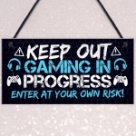 Gaming Door Sign KEEP OUT Funny Gaming Accessories Gamer Gift