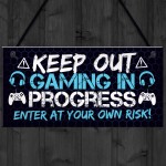 Gaming Door Sign KEEP OUT Funny Gaming Accessories Gamer Gift