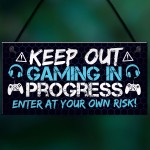 Gaming Door Sign KEEP OUT Funny Gaming Accessories Gamer Gift