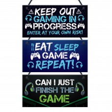 Pack of 3 Funny Gaming Bedroom Door Sign Gamer Gifts Christmas
