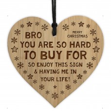 Funny Gift For Brother Christmas Engraved Wood Heart Joke