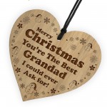 Christmas Gift For Grandad Engraved Wood Heart Grandad Gifts