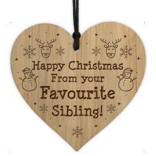 Brother Sister Christmas Gift Wooden Heart Funny Sibling Gift
