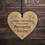 Brother Sister Christmas Gift Wooden Heart Funny Sibling Gift