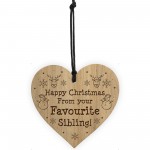 Brother Sister Christmas Gift Wooden Heart Funny Sibling Gift