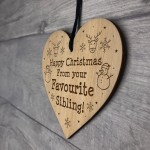 Brother Sister Christmas Gift Wooden Heart Funny Sibling Gift