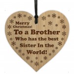 Funny Gift For Brother Christmas Engraved Wood Heart Gift