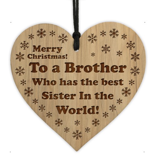 Funny Gift For Brother Christmas Engraved Wood Heart Gift