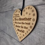 Funny Gift For Brother Christmas Engraved Wood Heart Gift