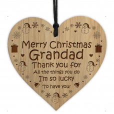 Grandad Gifts Christmas Engraved Wood Heart Thank You Grandad