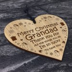 Grandad Gifts Christmas Engraved Wood Heart Thank You Grandad