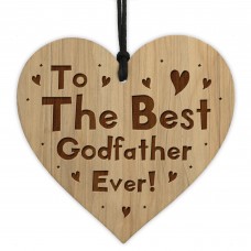 Gift For Best Godfather Engraved Wooden Heart Godfather Gifts
