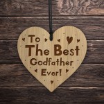Gift For Best Godfather Engraved Wooden Heart Godfather Gifts