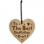 Gift For Best Godfather Engraved Wooden Heart Godfather Gifts