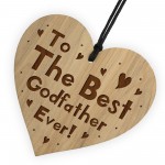Gift For Best Godfather Engraved Wooden Heart Godfather Gifts