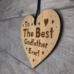 Gift For Best Godfather Engraved Wooden Heart Godfather Gifts