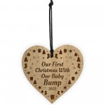 Our First Christmas With Bump Baby Engraved Heart Decoration