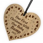 Our First Christmas With Bump Baby Engraved Heart Decoration