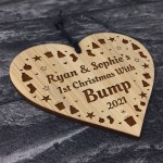 1st Christmas With Bump Engraved Heart Personalised Decoration