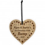 1st Christmas With Bump Engraved Heart Personalised Decoration