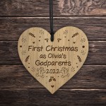 1st Christmas As Godparents Decoration Engraved Wood Decoration