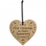 1st Christmas As Godparents Decoration Engraved Wood Decoration