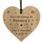 1st Christmas As Nan And Grandad Decoration Engraved Wood