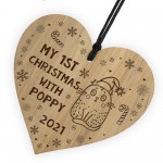 1st Christmas With Any Name Cat Kitten Personalised Wood Bauble